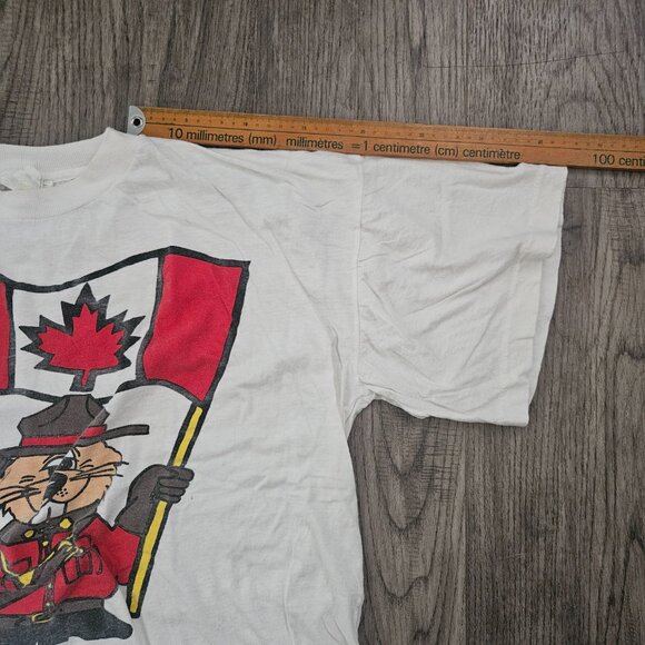 Vintage Allegro Canada Mountie Beaver Graphic T-Shirt White Cotton – Men’s L - Picture 4 of 8